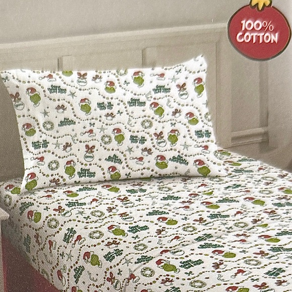 The Grinch Flannel Twin Bed Sheet Set - Picture 1 of 3